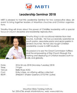 MBTI Leadership Seminar @ AOG Belle-Rose